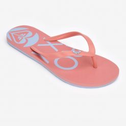 Japonki damskie Roxy To The Sea. Niebieskie klapki Roxy, bez wzorów, z kauczuku, bez obcasa. Za 89.99 zł.