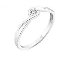 Pierścionek z białego złota z brylantem - 0,02 ct - próba 585. Białe pierścionki Apart, z brylantem, złote. Za 1,659.00 zł.