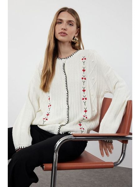 Trendyol Kardigan w kolorze białym rozmiar: L. Białe kardigany Trendyol, l, bez wzorów. Za 86.99 zł.