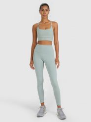 4F Legginsy treningowe szybkoschnące damskie - zielone XS. Zielone legginsy 4f, s, bez wzorów, z dzianiny, z podwyższonym stanem. Za 119.99 zł.