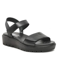 Sandały Ara. Czarne sandały Ara, bez wzorów, bez obcasa, na płaskiej podeszwie, bez zapięcia. Za 319.99 zł.