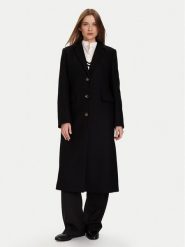 Tommy Hilfiger Płaszcz wełniany Classic WW0WW47445 Czarny Regular Fit. Czarne płaszcze TOMMY HILFIGER, na zimę, bez wzorów, z wełny, bez kaptura. Za 1,529.00 zł.