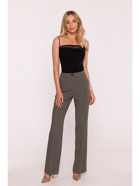 Stylove Spodnie w kolorze khaki rozmiar: XXL. Brązowe spodnie materiałowe Stylove, na co dzień, xxl, bez wzorów, z materiału, z podwyższonym stanem. Za 204.95 zł.