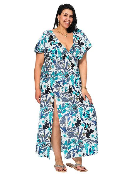 Aller Simplement Sukienka w kolorze biało-niebieskim rozmiar: 46/48. Białe sukienki Aller Simplement, na co dzień, bez wzorów, z bawełny, klasyczne, bez kołnierzyka, bez ramiączek, maxi, proste. Za 104.89 zł.