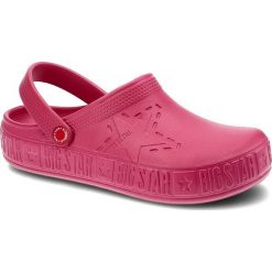 Różowe Klapki Big Star Wodoodporne Buty Damskie. Czerwone klapki Big Star, z aplikacjami, bez obcasa. Za 79.99 zł.
