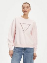 Guess Bluza W5YQ04 KC8I0 Różowy Regular Fit. Czerwone bluzy Guess, s, z aplikacjami, z bawełny, bez kaptura. Za 399.99 zł.
