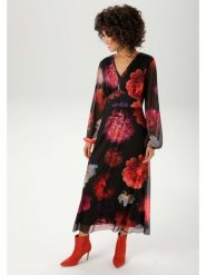 Aniston Sukienka w kolorze czarno-czerwonym rozmiar: 40. Czarne sukienki Aniston, bez wzorów, bez kołnierzyka, bez ramiączek, maxi. Za 95.99 zł.
