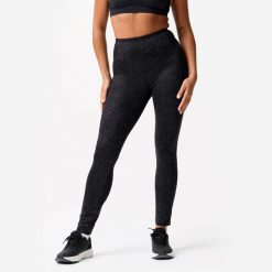 Legginsy fitness damskie Domyos. Szare legginsy DOMYOS, l, bez wzorów, z elastanu, z podwyższonym stanem. Za 79.99 zł.