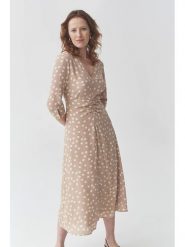 TATUUM Sukienka "Casia" w kolorze beżowym rozmiar: 42. Brązowe sukienki Tatuum, bez wzorów, z wiskozy, bez kołnierzyka, bez ramiączek, midi. Za 218.05 zł.