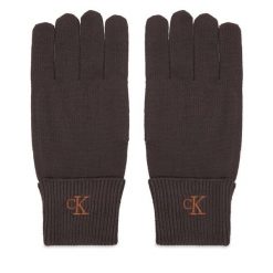 Rękawiczki Damskie Calvin Klein. Brązowe rękawiczki Calvin Klein, bez wzorów, z dzianiny. Za 209.99 zł.