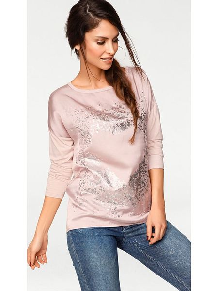 Heine Koszulka w kolorze jasnoróżowym rozmiar: 46. Różowe bluzki Heine, bez wzorów, bez kołnierzyka, bez ramiączek. Za 60.73 zł.