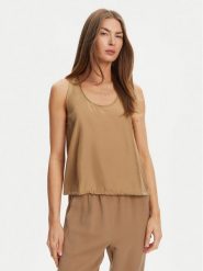 Marella Top Meana 2513161045 Beżowy Regular Fit. Brązowe topy Marella, bez wzorów, z jedwabiu, bez kołnierzyka, bez ramiączek. Za 479.99 zł.