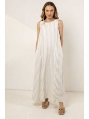 Awama Sukienka w kolorze kremowym rozmiar: M. Brązowe sukienki Awama, m, bez wzorów, bez kołnierzyka, bez ramiączek, maxi. Za 212.99 zł.