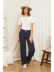 Rodier Lin Lniane spodnie w kolorze granatowym rozmiar: L/XL. Niebieskie spodnie materiałowe Rodier Lin, na co dzień, l, bez wzorów, ze lnu. Za 147.95 zł.