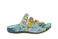 Klapki Laura Vita Liloo 5025 Turquoise 202066, Niebieski, Skóra naturalna - 37. Niebieskie klapki Laura Vita, bez wzorów, z gumy, bez obcasa, na platformie. W wyprzedaży za 249.00 zł.