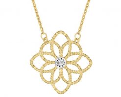 Naszyjnik z żółtego złota z brylantem - rozeta - 0,02 ct - próba 375. Żółte naszyjniki Apart, z brylantem, złote. Za 1,759.00 zł.