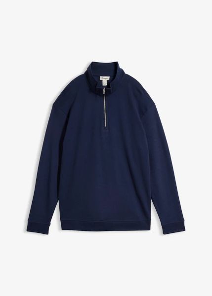 Bluza z bawełnianego interlocku. Niebieskie bluzy bonprix, bez wzorów, z bawełny, bez kaptura. Za 84.99 zł.