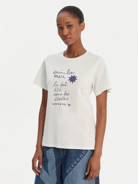 Weekend Max Mara T-Shirt Pantera 2615971032 Biały Regular Fit. Białe t-shirty Weekend Max Mara, s, bez wzorów, z bawełny, bez kołnierzyka, bez ramiączek. Za 318.99 zł.
