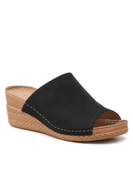 Clara Barson Klapki WS189-05 Czarny. Czarne klapki Clara Barson, bez wzorów, ze skóry, bez obcasa. Za 89.99 zł.