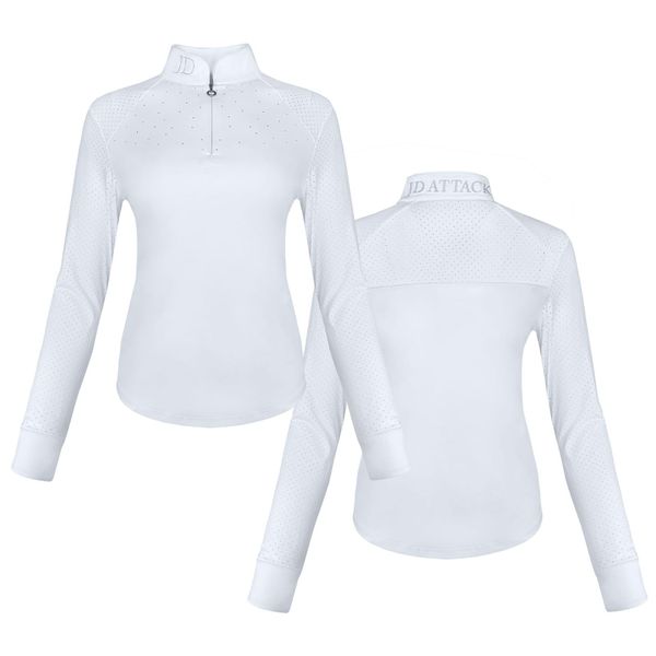 Koszula konkursowa JD ATTACK Jessy. Białe koszule JD ATTACK, l, z aplikacjami, z elastanu, eleganckie, bez kołnierzyka, bez ramiączek. Za 269.00 zł.