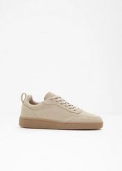 Sneakersy skórzane. Brązowe obuwie sportowe bonprix, ze skóry, bez zapięcia. Za 149.99 zł.