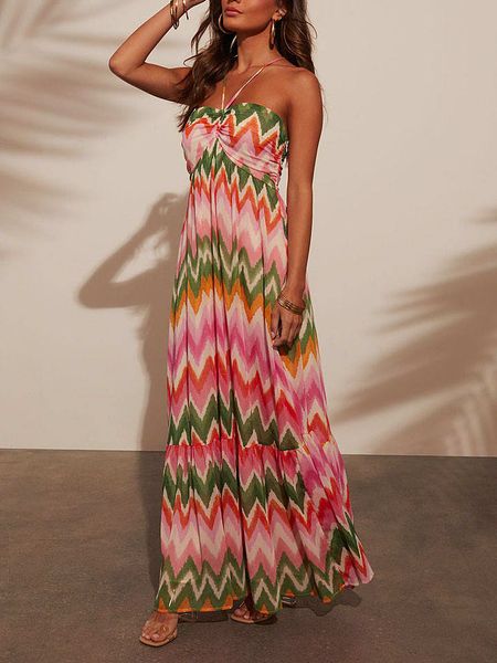 LA Angels Sukienka w kolorze zielono-pomarańczowo-jasnoróżowym rozmiar: XL. Pomarańczowe sukienki LA Angels, na imprezę, xl, bez wzorów, z wiskozy, bez kołnierzyka, bez ramiączek, maxi. Za 149.66 zł.