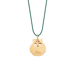 Naszyjnik z pozłacaną sową na cienkim butelkowym sznurku. Naszyjniki Lilou, pozłacane. Za 169.00 zł.