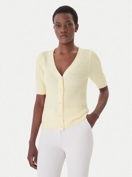 Morgan Kardigan 261-MYRTILE Żółty Slim Fit. Żółte kardigany Morgan, xs, bez wzorów, z bawełny. Za 149.99 zł.