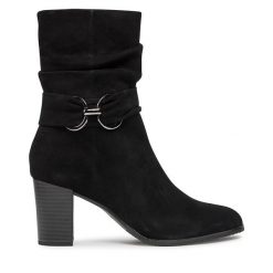 Botki Caprice. Czarne botki Caprice, bez wzorów, bez obcasa, na słupku, bez zapięcia. Za 599.99 zł.