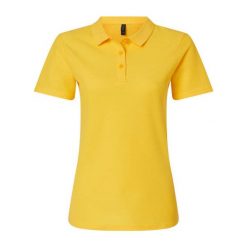 Damska Koszulka Polo Softstyle Pique. Niebieskie koszulki polo GILDAN, m, bez wzorów, bez kołnierzyka, bez ramiączek. Za 77.99 zł.