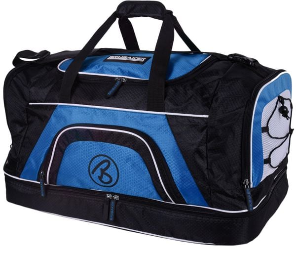 BRUBAKER Big Base - Torba sportowa 90L czarno-niebieska. Czarne torby na ramię X2, bez wzorów, z materiału, eleganckie, na ramię, duże, bez dodatków. Za 232.99 zł.
