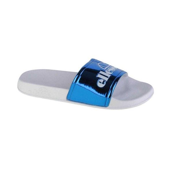Klapki Damskie Giselle. Białe klapki Ellesse, bez wzorów, z gumy, z otwartym noskiem, bez obcasa, na obcasie. Za 120.99 zł.