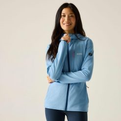 Damska bluza Kadley z kapturem i zamkiem błyskawicznym. Niebieskie bluzy Regatta, bez wzorów, z elastanu, z kapturem. W wyprzedaży za 199.99 zł.