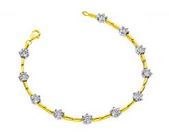 Bransoletka z żółtego i białego złota z brylantami - 18 cm - 1,15 ct - próba 585. Białe bransoletki Apart, z brylantem, złote. Za 15,990.00 zł.