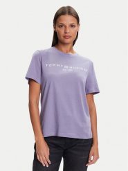 Tommy Hilfiger T-Shirt WW0WW40276 Fioletowy Regular Fit. Fioletowe t-shirty TOMMY HILFIGER, m, bez wzorów, z bawełny, bez kołnierzyka, bez ramiączek. Za 169.99 zł.