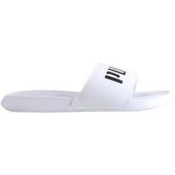 Klapki Sportowe Puma Popcat Patent Wns. Białe klapki Puma, bez wzorów, z materiału, bez obcasa. Za 93.30 zł.