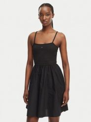 Tommy Jeans Sukienka letnia DW0DW22352 Czarny Slim Fit. Czarne sukienki Tommy Jeans, na lato, xxs, bez wzorów, z bawełny, bez kołnierzyka, bez ramiączek. Za 289.99 zł.