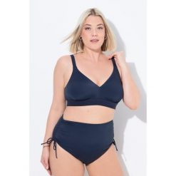 Damskie figi od bikini marszczona taśma wypełnienie z przodu. Niebieskie bielizna sportowa Ulla Popken, plus size, bez wzorów, z elastanu. Za 123.99 zł.