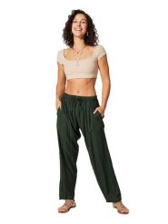 Aller Simplement Spodnie w kolorze ciemnozielonym rozmiar: 34-40. Zielone spodnie materiałowe Aller Simplement, bez wzorów, z materiału, z podwyższonym stanem. Za 56.99 zł.