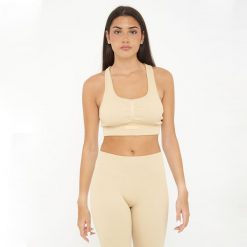 Crop top sportowy ICONIC. Brązowe bielizna sportowa LEGEA, m, bez wzorów, z elastanu. Za 72.00 zł.