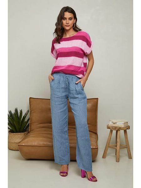 Fleur de Lin Koszulka "Epicea" w kolorze różowym rozmiar: XXL. Różowe bluzki Fleur de Lin, xxl, bez wzorów, bez kołnierzyka, bez ramiączek. Za 78.66 zł.