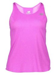 New Balance Top sportowy w kolorze fioletowym rozmiar: M. Różowe koszulki sportowe New Balance, bez wzorów, z materiału, bez ramiączek, outdoorowe. Za 95.46 zł.