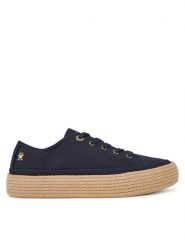 Tommy Hilfiger Espadryle Vulc Espadrille Sneaker FW0FW08404 Granatowy. Niebieskie espadryle TOMMY HILFIGER, bez wzorów, z materiału, bez obcasa, bez zapięcia. Za 219.99 zł.