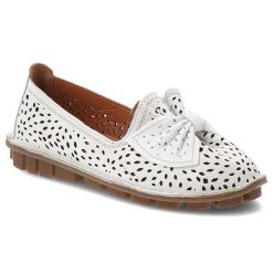 Białe Półbuty Artiker Wsuwane Obuwie Damskie. Białe półbuty wsuwane Artiker, na lato, w ażurowe wzory, eleganckie, bez obcasa, bez zapięcia. Za 259.00 zł.