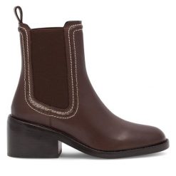 Botki GINO ROSSI. Brązowe botki Gino Rossi, bez wzorów, bez obcasa, na słupku, bez zapięcia. Za 399.99 zł.