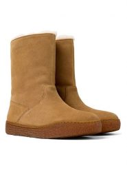 Camper Skórzane botki zimowe w kolorze jasnobrązowym rozmiar: 40. Brązowe botki Camper, na zimę, bez wzorów, ze skóry, bez obcasa, bez zapięcia. Za 415.31 zł.