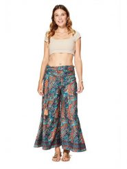 Aller Simplement Spodnie w kolorze granatowo-turkusowo-czerwonym rozmiar: 34-40. Niebieskie spodnie materiałowe Aller Simplement, bez wzorów, z materiału, z podwyższonym stanem. Za 56.99 zł.