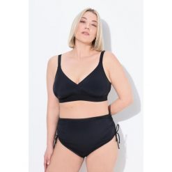 Damska Góra od bikini bez miękkich miseczek na podszewce z recyklingu. Czarne bielizna sportowa Ulla Popken, m, bez wzorów, z elastanu. Za 143.99 zł.