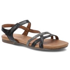 Czarne Sandały Tamaris Damskie Wygodne Buty. Czarne sandały Tamaris, bez wzorów, ze skóry, bez obcasa, na obcasie, bez zapięcia. Za 159.00 zł.