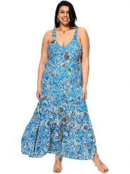 Aller Simplement Sukienka w kolorze niebiesko-białym rozmiar: 54-58. Niebieskie sukienki Aller Simplement, bez wzorów, z bawełny, bez kołnierzyka, bez ramiączek, maxi. Za 100.99 zł.
